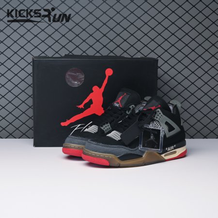 Off-White X Air Jordan 4 Bred CV9388-001 Men's