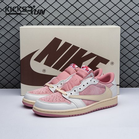 Travis Scott x Air Jordan 1 Low OG Pink Beige Red DM7866-600 Unisex