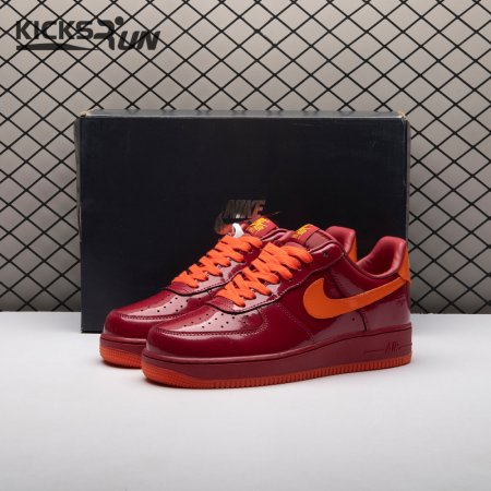Nike Air Force 1 Low Patent Leather Dark Team Red Safety Orange IO4489-601 Unisex