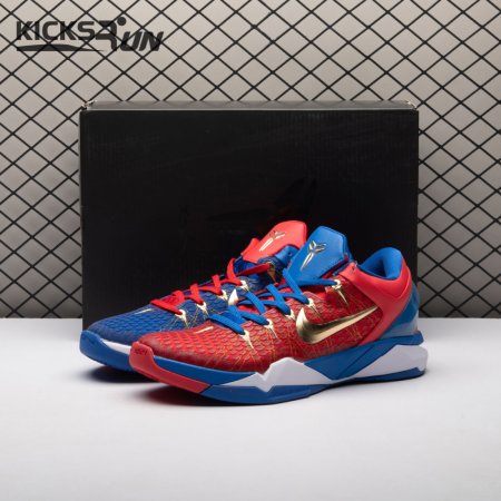 Nike Zoom Kobe 7 RLX Red Blue Metallic Gold 488371-406 Men's